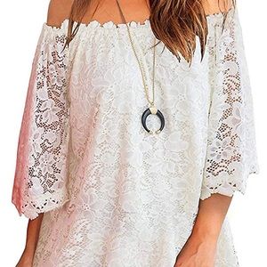 White off the shoulder boho lace dress